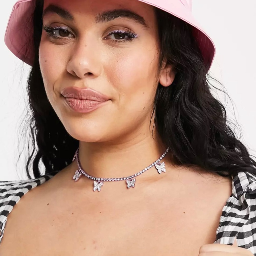 Purple Butterfly Crystal Necklace/Choker